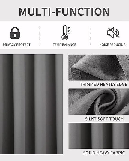 Joydeco Light Grey Custom Solid Single Blackout Curtain for Bedroom and Living Room, Grommet Thermal Insulated Room Darkening Curtain 1 Panel (Custom Size,Light Grey)