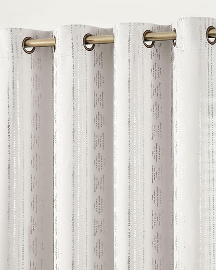 jinchan 95% Blackout Boho Curtains 72 Inches Long for Christmas Bedroom Living Room Decor Festive Silver Geometric Foil Printed Curtain Grommet Top Room Darkening Drapes Off White 52 x 72 2 Panels