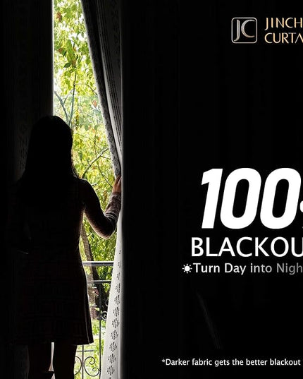 jinchan 95% Blackout Boho Curtains 96 Inch Length for Bedroom Black on Beige Geometric Printed Grommet Top Room Darkening Thermal Insulated Window Drapes 2 Panels