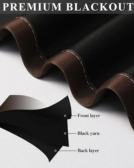 Estelar Textiler Room Darkening Brown and Greyish White Ombre Blackout Curtains for Bedroom, Energy Saving Gradient Color Thermal Insulated Grommet Drapes for Living Room (Set of 2, 52x108 Inch)