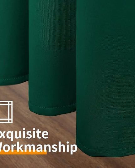 YoungsTex Emerald Green Blackout Curtains 40 Inches Length for Kitchen Window - Short Thermal Insulated Drapes with Grommet Room Darkening Christmas Decor for Bedroom, 2 Panels, 42 x 40 Inch