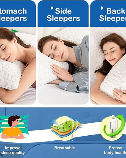 Cooling Bed Pillows for Sleeping 1 Pack Shredded Memory Foam Pillows Adjustable Cool Pillow