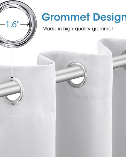HOMEIDEAS Greyish White Blackout Curtains 42 X 63 Inch 2 Panels Room Darkening Bedroom Curtains, Thermal Grommet Light Blocking Window Curtains for Living Room