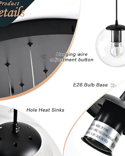 KoKo&Yukina 16-Light Black Mid Century Modern Chandelier for Living Room Staircase Chandelier for Entryway Clear Globe Glass Chandelier High Ceiling Chandeliers Foyer Entryway (Bulb & Remote Incl.)