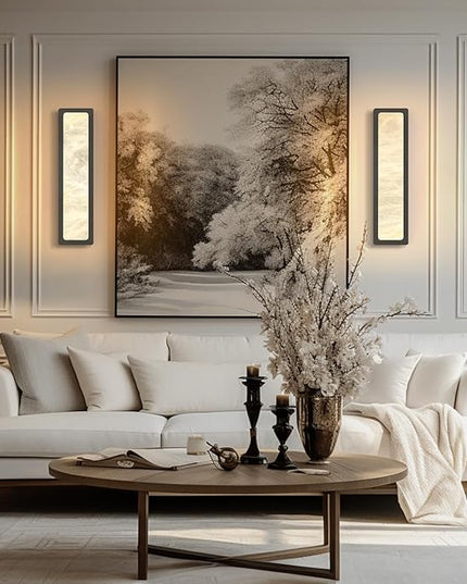 Alabaster Wall Sconces 20" Black Bathroom Vanity Light Indoor Natural Marble Bronze Alabaster Wall Lights for Living Room Modern Alabaster Wall Lighting for Dining Room Bedroom Stairs