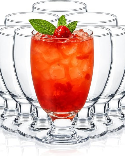 Patelai Set of 12 Clear Glasses 10.5 oz Water Goblet Glass Stemmed Water Glasses for Juice Wine Beer Tea Milk Cold Beverages Drinks Dishwasher Safe