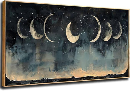 ILLBDR Framed Large Wall art Moon Wall Decor Nature Landscape Painting Dark Academia Rustic Farmhouse Aesthetics for Bedroom Living Room Office 24"x48"