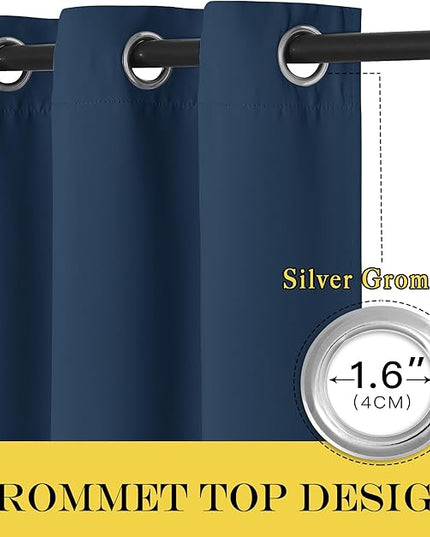 NICETOWN Blackout Curtains 54 Inches Long, Thermal Insulated Room Darkening Curtains for Bedroom, Window Treatment Drapes for Living Room Nursery (W66 x L54 Inch, Moroccan Blue, 1 Panel)