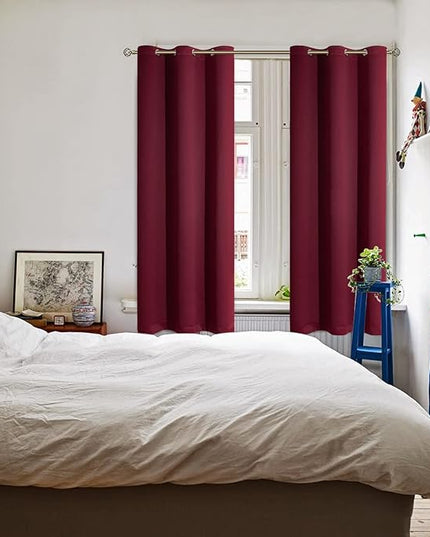 BGment Blackout Curtains for Bedroom - Grommet Thermal Insulated Room Darkening Curtains for Living Room, Set of 2 Panels (42 x 72 Inch, Burgundy)
