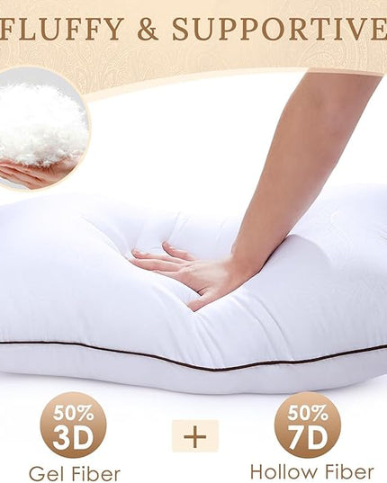 HUXMEYSON Pillows Standard Size Set of 4, Bed Pillows Set of 4, Down Alternative Luxury Hotel Pillows for Sleeping and for Side and Back Sleepers