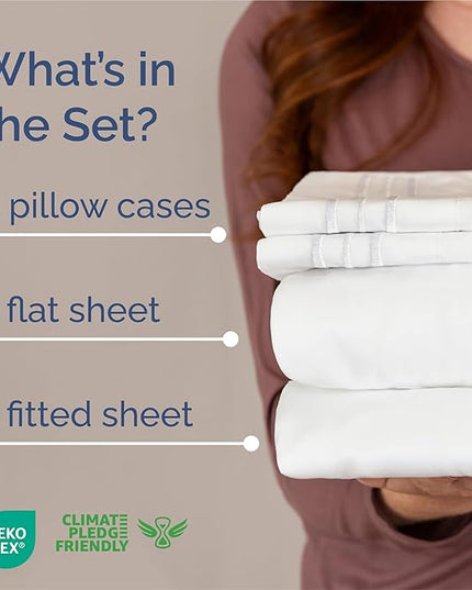 King Size 4 Piece Sheet Set - Comfy Breathable & Cooling Bed Sheets Set - Hotel Luxury Bedding for Women, Men, Kids, Teens, Boys & Girls - Deep Pockets, Ultra-Soft and Wrinkle Free - Oeko-Tex - White