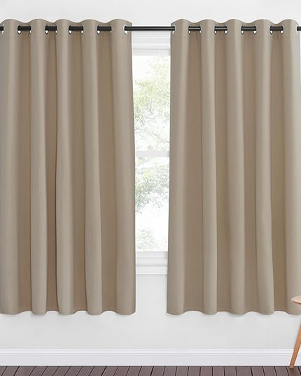 NICETOWN 66 Inch Long Blackout Curtains for Bedroom Living Room, Thermal Insulated Room Darkening Curtains, Light Blocking Blackout Drapes for Bedroom, 66" W x 66" L, 1 Panel, Taupe