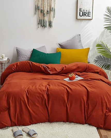 CLOTHKNOW California King Rust Comforter Set 3Pcs Burnt Orange Bedding Comforter Sets Terracotta Comforter Caramel Comforter Set California King