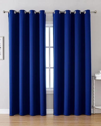 ChrisDowa Grommet Blackout Curtains for Bedroom and Living Room - 2 Panels Set Thermal Insulated Room Darkening Curtains (Royal Blue, 52W x 95L)