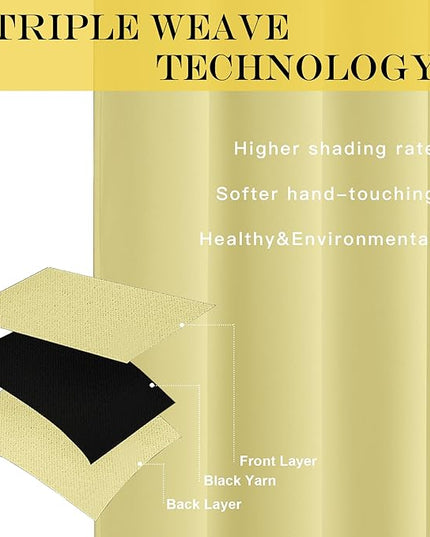 NICETOWN Room Darkening Short Curtain 54 inches Long for Living Room, Grommet Sound Reducing Thermal Insulated Curtains for Bedroom Nursery Window, 46W x 54L, 1 Piece, Paler Yellow