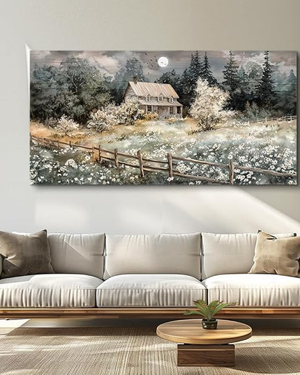hyidecorart Wall Decor For Living Room Farmhouse Canvas Wall Art Nature Landscape Paintings Bedroom Decorations Rural Artwork Pictures Large Framed for Office Aesthetic Home Decor Ready To Hang
