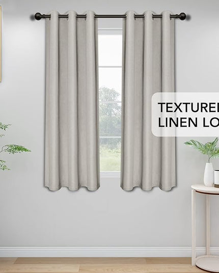 Easy-Going Linen Look Blackout Curtain 42x63 Inch Window Curtain Drapes for Bedroom, Living Room Thermal Insulated Room Darkening (Set of 2 Panels, Natural)