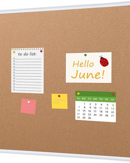 VIZ-PRO Cork Bulletin Board, 48 X 48 Inches, Wall-Mounted Corkboard with Silver Aluminium Frame for School, Office, and Home 4' X 4'