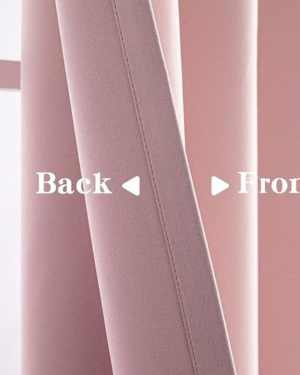 Blush Pink Curtains 108 Inch Length 2 Panels Set, Light Filtering Curtains for Living Room 108 Inch Long, Grommet Energy Saving Semi Sheer Drapes for Bedroom Window(W52 x L108)