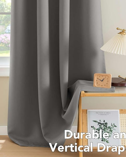 H.VERSAILTEX Blackout Curtains for Bedroom Curtains Thermal Insulated Room Darkening Window Treatment Extra Long Curtains/Drapes, Grommet Panels (Set of 2, 52 by 108 - Inch, Grey)