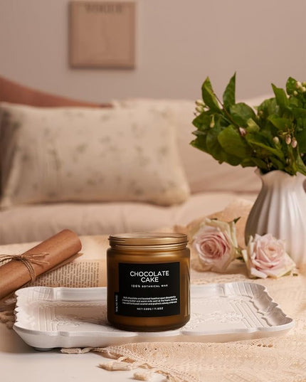 M&SENSE Chocolate Layer Cake Scent Candles, Large 11.6oz Natural Soy Wax 70 Hours Burn Time Clean Non Toxic Scented Classic 2 Wicks Candle for Bedroom Living Room Office