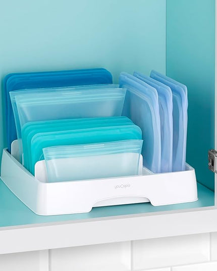 YouCopia StoraLid Adjustable Food Container Lid Organizer for Kitchen Cabinet Storage, Medium Classic Edition