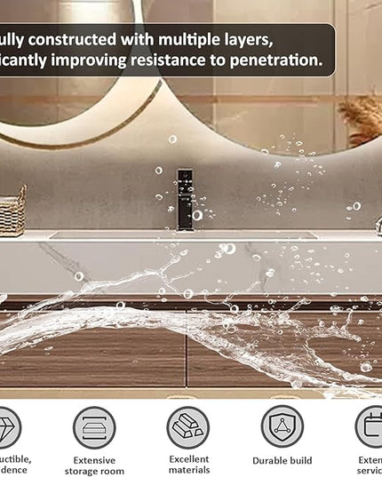 Floating Wood Bathroom Vanity - 2 Large Deep Drawer & Marble Countertop & Open Shelf | Bathroom Led Mirror, Bathroom Vanity with Sink (40'')