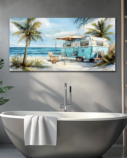 ERQINHUA Wall Art For Living Room Canvas Wall Decor For Bedroom Office Decorations Marine Beach Landscape Painting Pictures Artwork Modern Beach Posters Aesthetic Ready To Hang Home Decor 20"x40"