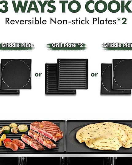CUSIMAX Raclette Grill, Electric Grill, Reversible 2 in 1 Non-stick Grill & Griddle Plates, Portable Korean Grill with 8 Paddles & Shovels, Black New Model