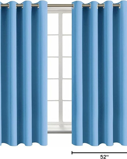 BGment Room Darkening Curtains 63 Inches Long - Grommet Thermal Insulated Drapes Window Treatment Curtains for Bedroom, 2 Panels, 52 x 63 Inch, Sky Blue