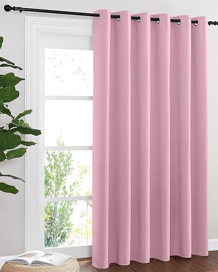 NICETOWN Blackout Sliding Door Curtains 84 Inch Length, Extra Wide Room Divider Grommet Energy Saving Thermal Insulated Curtain for Patio Door Window(W80 x L84, 1 Panel, Rouge Pink)