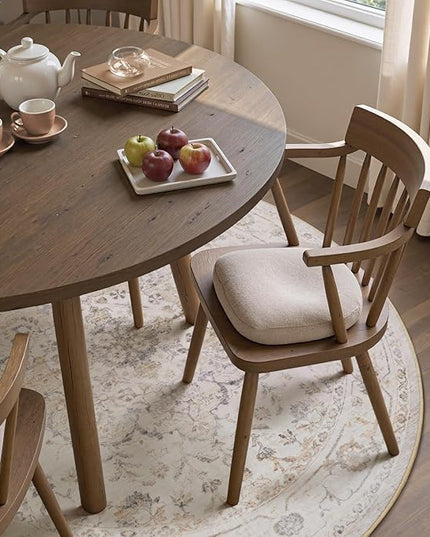 PADOOR-Vintage 6FT Round Rug-Rugs for Living Room-Soft Beige Circle Rug-Machine Washable Rugs for Bedroom-Non Slip Carpet-Rug for Dining Room Living Room Bedside Office