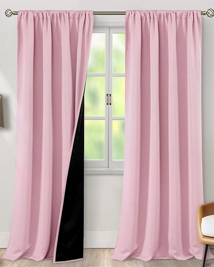 BGment Extra Long Living Room Blackout Curtains 95 Inch Length, Thermal Insulated Room Darkening Soundproof Kids Full Room Darkening Girls Baby Curtains for Bedroom, Each Panel 52 Inch Wide, Pink
