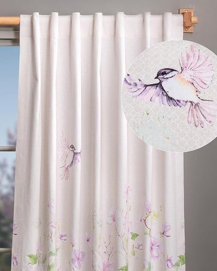 Maison d' Hermine Curtains for Living Room 100% Cotton 124 inch Length One Panel Light Filtering Curtains for Bedroom Windows with Rod and Loop Pockets Drapes (Magnolia Mornings, 50" W x 124" L)