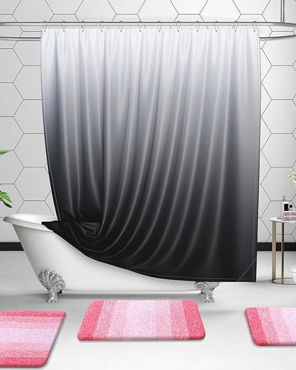 OLANLY Bathroom Rug Set 2 Piece, Soft Absorbent Microfiber Bath Rug Set, Non-Slip, Machine Wash Dry, Plush Shaggy Bath Mats for Bathroom (30"x20"+24"x16", Pink)
