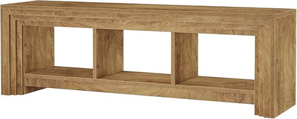 Tribesigns 63" TV Stand for TVs Up to 75 Inches, Farmhouse Entertainment Center with Open Storage, Media Console for Living Room, Oak
