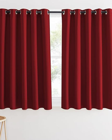 NICETOWN Blackout Curtains 54 Inches Long, Thermal Insulated Room Darkening Curtains for Bedroom, Window Treatment Drapes for Living Room Nursery (W66 x L54 Inch, Burgundy Red, 1 Panel)
