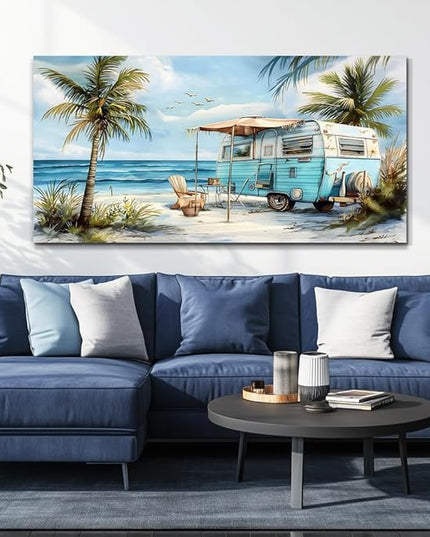 ERQINHUA Large Wall Art For Living Room Canvas Wall Decor For Office Bedroom Decorations Marine Beach Landscape Painting Artwork Modern Beach Posters Aesthetic Home Decor Wall Pictures 24"x48"