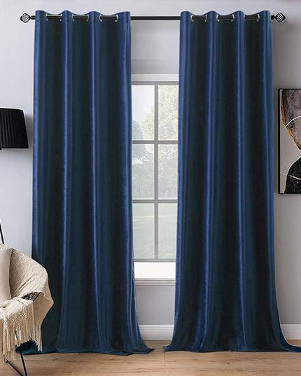 MIULEE 2 Panels Blackout Velvet Curtains Solid Soft Grommet Royal Blue Curtains Thermal Insulated Soundproof Room Darkening Curtains/Drapes/Panels for Living Room Bedroom 52 x 72 Inch