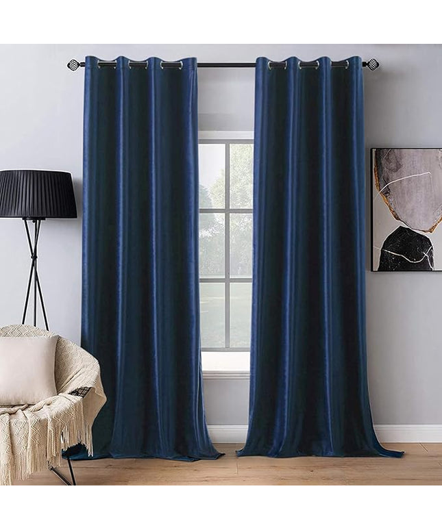 MIULEE 2 Panels Blackout Velvet Curtains Solid Soft Grommet Royal Blue Curtains Black Out Thermal Insulated Soundproof Room Darkening Drapes/Panels for Living Room Bedroom 52 x 96 Inch Length