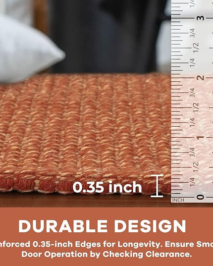 KOZYFLY Runners for Hallways 2x10 ft Washable Kitchen Runner Non Slip Rubber Backed Hallway Rugs Cotton Entryway Runner Rug Floor Carpet for Indoor Hall, Backdoor, Kitchen, Orange/Tan
