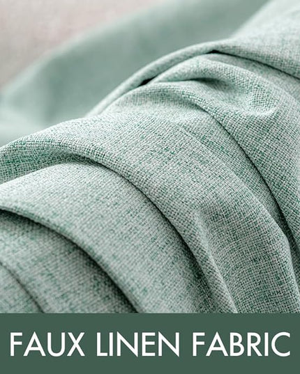 MIULEE Linen Texture Curtains for Bedroom Solid 100% Blackout Thermal Insulated Seafoam Green Curtains Grommet Room Darkening Curtains/Draperies for Living Room Nursery 52x120 Inch (2 Panels)