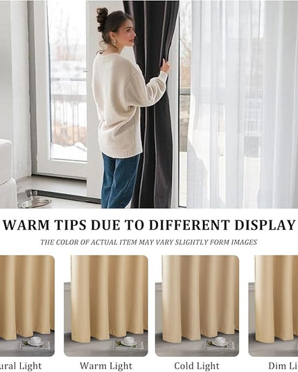 JIUZHEN Room Divider Curtains for Bedroom, Living Room, Dorm - Privacy Partition Curtains with Grommets, Soundproof Hanging Room Dividers (Beige, W100 by L84, 1 Panel)