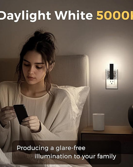L LOHAS LED Night Lights Plug Into Wall, 2 Pack Night Light with Dusk-to-Dawn Sensor, Dimmable Decorative LED Nightlights, 0-100LM 5000K Adjustable Brightness for Bathroom, Hallway, Bedroom,Stairway