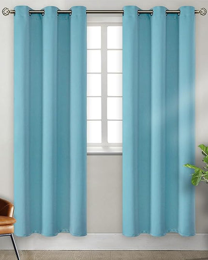 BGment Blackout Curtains - Grommet Thermal Insulated Room Darkening Bedroom and Living Room Curtains, Set of 2 Panels (42 x 84 Inch, Aqua)