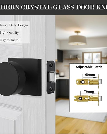 Modern Passage Door Knobs - Matte Black Interior Handles for Closet & Hall