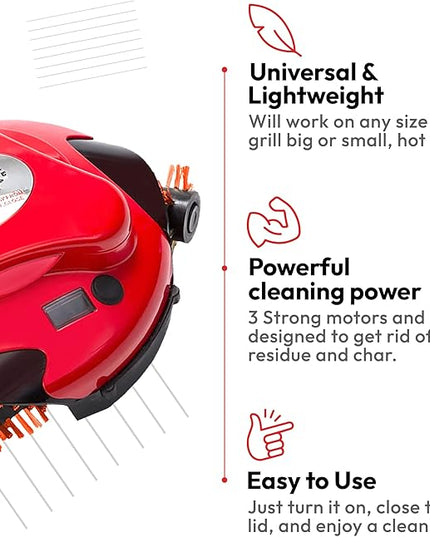 Grillbot Automatic Grill Cleaning Robot with Nylon Brushes, BBQ Grill Cleaner, Grill Brush, Grill Scraper, BBQ Accessories (Red Grillbot)