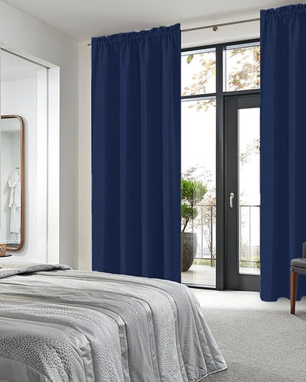 DWCN Navy Blue Blackout Curtains for Living Room 84 Inch Length 2 Panels Set Window Drapes Thermal Insulated Room Darkening Rod Pocket Curtains for Kids Boys Room (W52 x L84 Inch, Navy Blue)