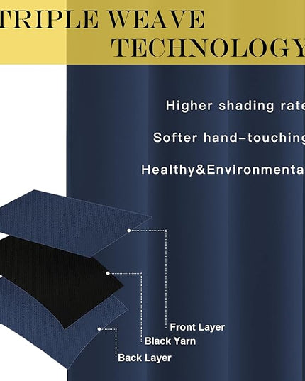 NICETOWN Blackout Curtain Panel - Light Blocking Room Darkening Drape/Drapery for Nursery Room, Ring Top, Navy, 52 inches Wide by 84 inches Long, 1 PC