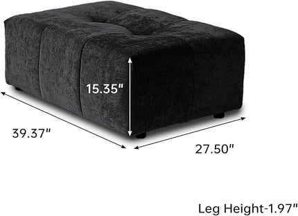 JACH Modern Ottoman Seat for Living Room, Linen Fabric Ottomans, Minimalist Foot Stool, Comfy Breathable Footstool for Living Room Apartment (Black)